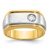 10k Two-tone IBGoodman Men's Polished and Satin Diamond Complete Ring