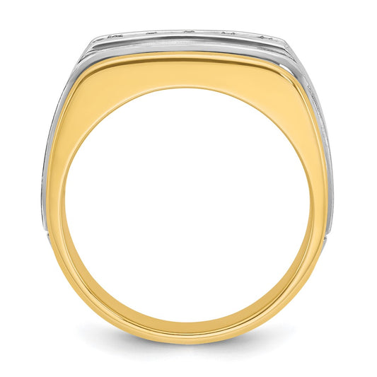 IBGoodman 10k Two-tone Men's Polished Satin and Grooved 5-Stone 1/2 Carat A Quality Diamond Ring