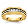 IBGoodman 10k with Black Rhodium Men's Polished Satin and Grooved 1/4 Carat A Quality Diamond 5-Stone Ring