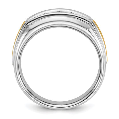 IBGoodman 14k Two-tone Polished Satin and Grooved Five Stone Men's Ring Mounting