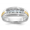 IBGoodman 14k Two-tone 1/2 carat Lab Grown Diamond VS/SI+ G+ Complete Polished Satin and Grooved Five Stone Men's Ring