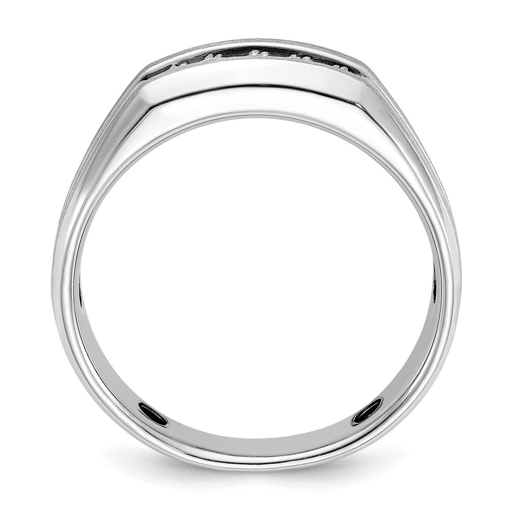 IBGoodman 14k White Gold Polished Satin and Grooved Five Stone Men's Ring Mounting