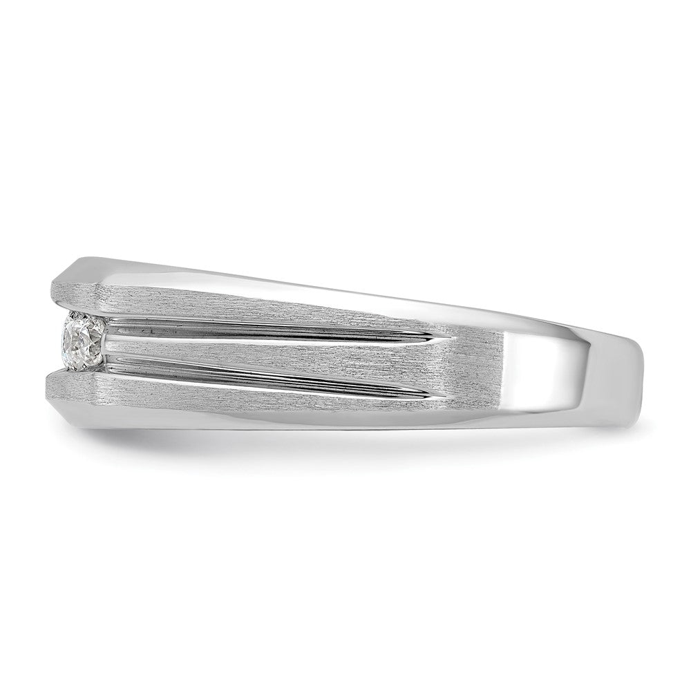 IBGoodman 14k White Gold Polished Satin and Grooved Five Stone Men's Ring Mounting