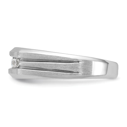 IBGoodman 14k White Gold Polished Satin and Grooved Five Stone Men's Ring Mounting