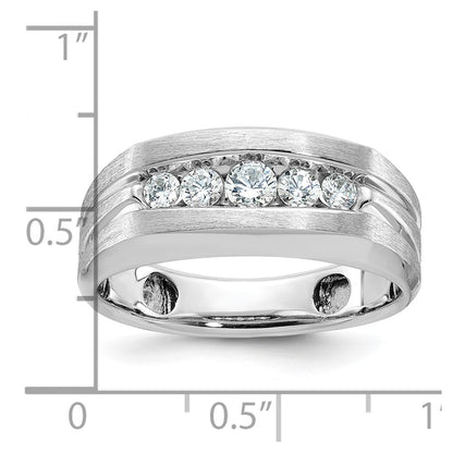 IBGoodman 10k White Gold Men's Polished and Brushed 5-Stone 1/2 Carat A Quality Diamond Ring