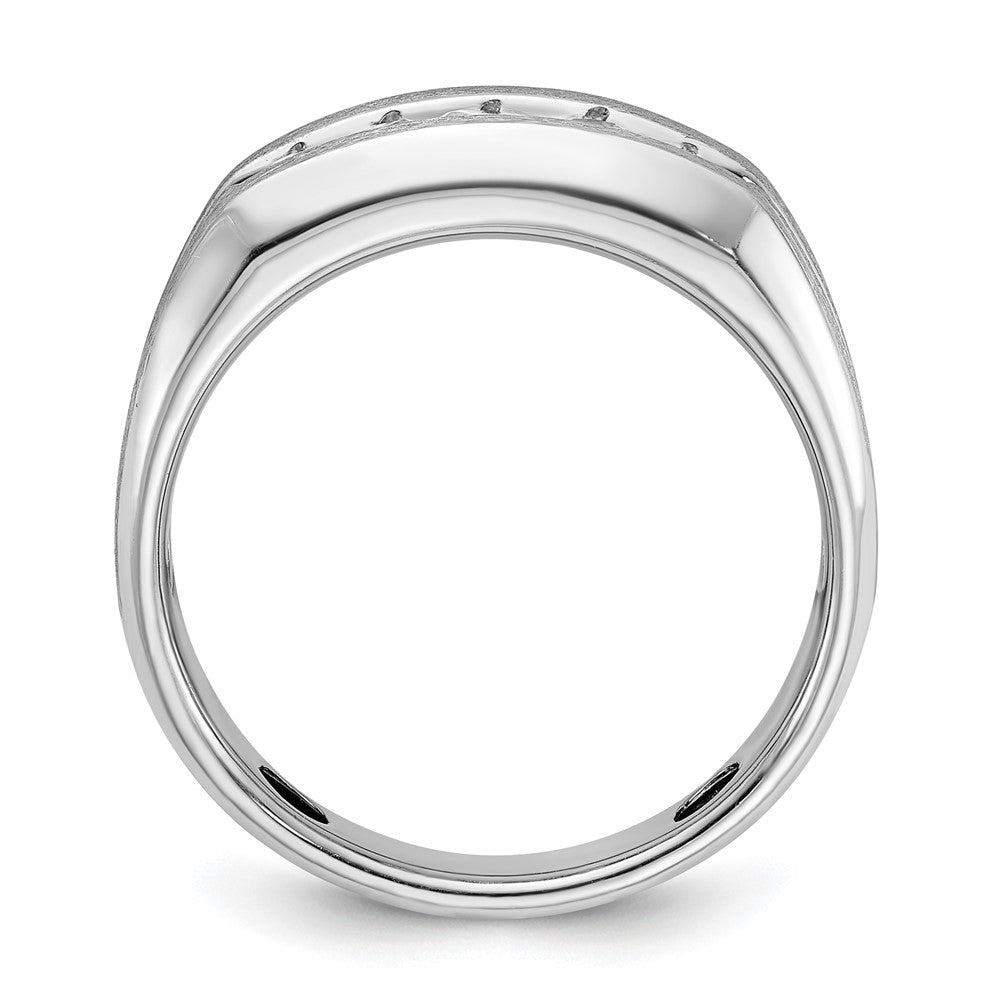 IBGoodman 14k White Gold 1/2 carat Lab Grown Diamond VS/SI+ G+ Complete Satin and Grooved Five Stone Men's Ring