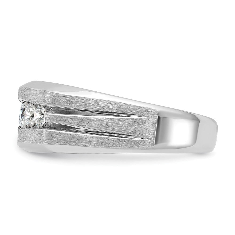 IBGoodman 14k White Gold Men's Polished and Brushed 5-Stone 1/2 Carat AA Quality Diamond Ring