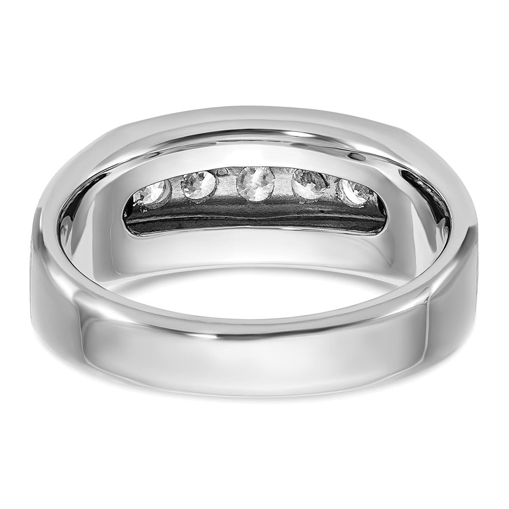 IBGoodman 14k White Gold Satin and Grooved Five Stone Men's Ring Mounting