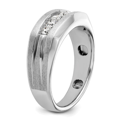 IBGoodman 14k White Gold Men's Polished and Brushed 5-Stone 1/2 Carat AA Quality Diamond Ring
