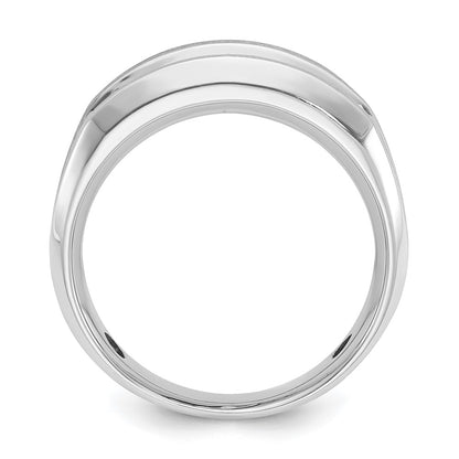 IBGoodman 10k White Gold Men's Polished Satin and Grooved 5-Stone 1 Carat A Quality Diamond Ring