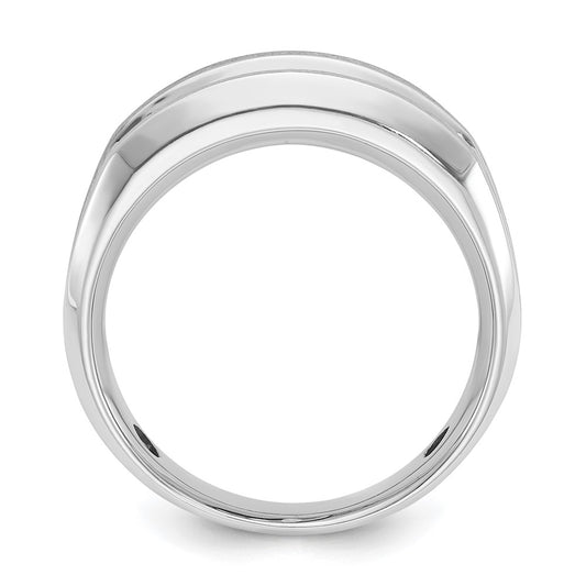 IBGoodman 10k White Gold Men's Polished Satin and Grooved 5-Stone 1 Carat A Quality Diamond Ring