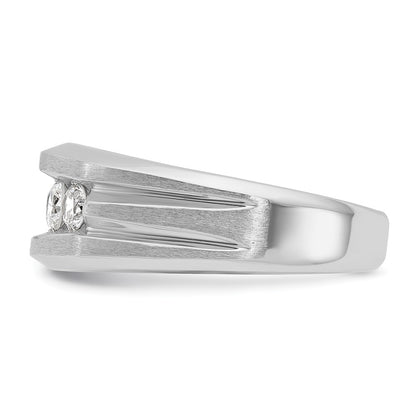 IBGoodman 10k White Gold Men's Polished Satin and Grooved 5-Stone 1 Carat A Quality Diamond Ring