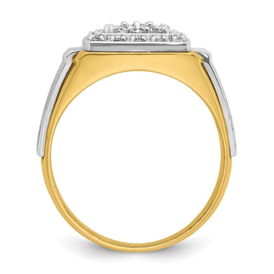 IBGoodman 10k Two-tone Men's Polished and Satin 1/2 Carat A Quality Diamond Ring