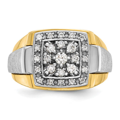 IB Goodman 10k Two-tone Mens Polished and Satin Square Cluster Ring Mounting