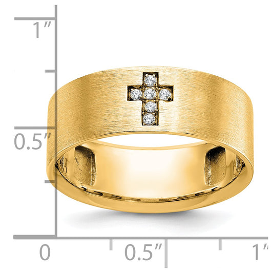 IB Goodman 10k Mens Satin Holds 6-1.3mm Diamonds Cross Ring Mounting