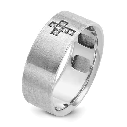 IBGoodman 14k White Gold 1/20 carat Lab Grown Diamond VS/SI+ G+ Complete Satin Cross Men's Ring