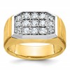 IBGoodman 10k with White Rhodium Men's Polished and Satin 1 Carat A Quality Diamond Cluster Ring