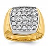 IBGoodman 10k Two-tone Men's Polished and Satin 1 5/8 Carat A Quality Diamond Cluster Ring