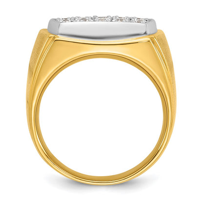 IBGoodman 14k Two Tone 1 3/4 carat Lab Grown Diamond VS/SI+ G+ Complete Men's Polished and Satin Cluster Ring