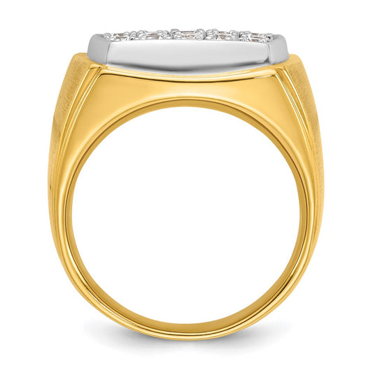 IBGoodman 14k Two Tone 1 3/4 carat Lab Grown Diamond VS/SI+ G+ Complete Men's Polished and Satin Cluster Ring