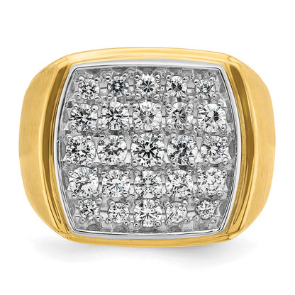 IBGoodman 14k Two Tone 1 3/4 carat Lab Grown Diamond VS/SI+ G+ Complete Men's Polished and Satin Cluster Ring