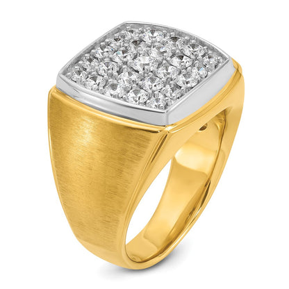 IBGoodman 14k Two Tone 1 3/4 carat Lab Grown Diamond VS/SI+ G+ Complete Men's Polished and Satin Cluster Ring