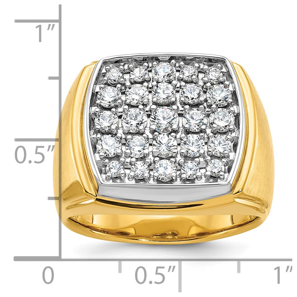 IBGoodman 14k Two Tone 1 3/4 carat Lab Grown Diamond VS/SI+ G+ Complete Men's Polished and Satin Cluster Ring