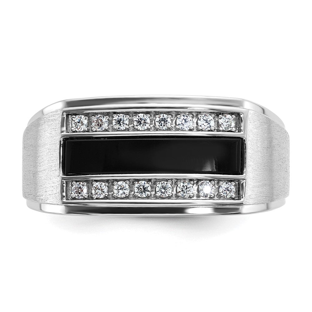 IBGoodman 10k Men's Polished and Satin Onyx and 1/6 Carat A Quality Diamond Ring