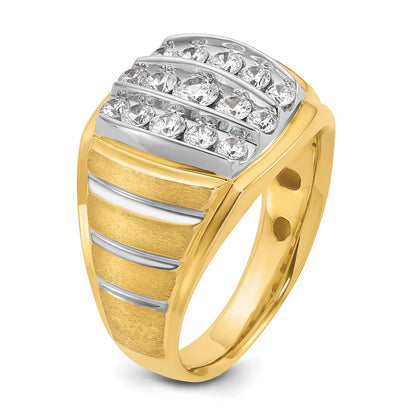 IB Goodman 10k Two-tone Mens Polished/Satin/Grooved Diamond Ring Mounting