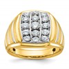 IBGoodman 14k Two Tone 1 carat Lab Grown Diamond VS/SI+ G+ Complete Polished Satin and Grooved Men's Cluster Ring