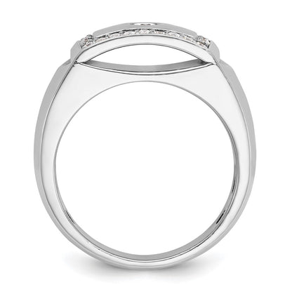 IBGoodman 10k White Gold Men's Polished and Cut-Out 1/2 Carat A Quality Diamond Rectangle Ring