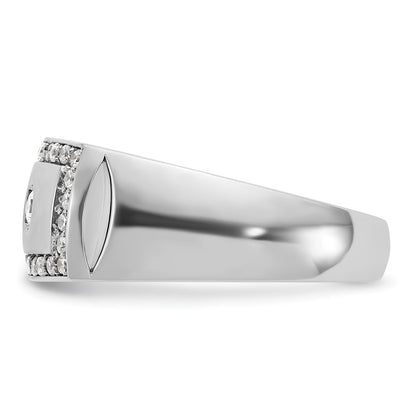 IB Goodman 10k White Gold Mens Polished and Cut-Out Holds 1-3.0mm/26-1.5mm Stones Ring Mounting