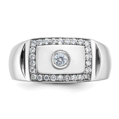 IB Goodman 10k White Gold Mens Polished and Cut-Out Holds 1-3.0mm/26-1.5mm Stones Ring Mounting