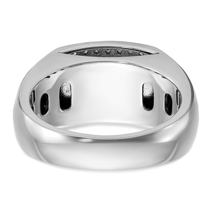 IB Goodman 10k White Gold Mens Polished and Cut-Out Holds 1-3.0mm/26-1.5mm Stones Ring Mounting
