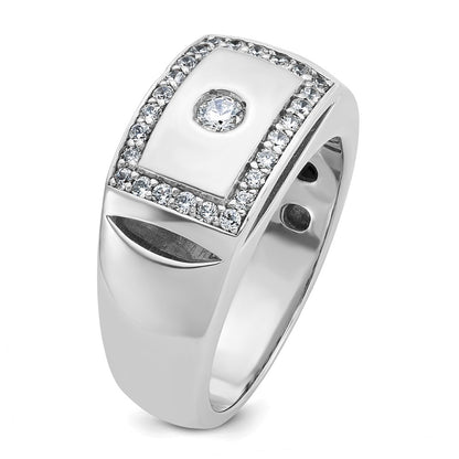 IB Goodman 10k White Gold Mens Polished and Cut-Out Holds 1-3.0mm/26-1.5mm Stones Ring Mounting