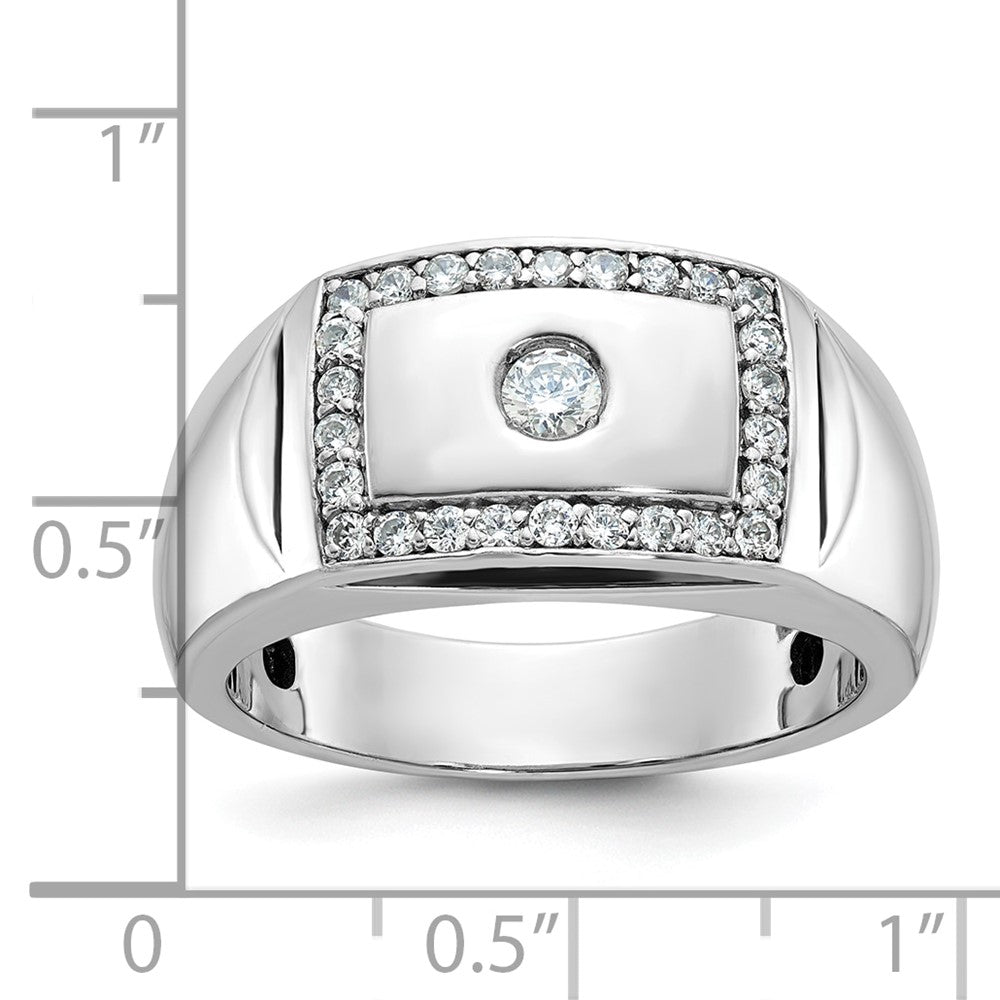 IBGoodman 10k White Gold Men's Polished and Cut-Out 1/2 Carat A Quality Diamond Rectangle Ring