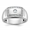 IB Goodman 10k White Gold Mens Polished and Cut-Out Holds 1-3.0mm/26-1.5mm Stones Ring Mounting