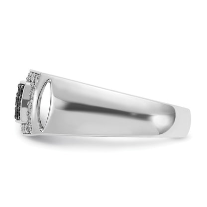 IBGoodman 14k White Gold 3/4 carat Lab Grown Diamond VS/SI+ G+ and Black Mined Diamond Complete Rectangle Cluster Men's Ring