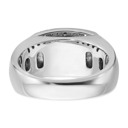 IBGoodman 14k White Gold 3/4 carat Lab Grown Diamond VS/SI+ G+ and Black Mined Diamond Complete Rectangle Cluster Men's Ring