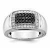 IBGoodman 14k White Gold 3/4 carat Lab Grown Diamond VS/SI+ G+ and Black Mined Diamond Complete Rectangle Cluster Men's Ring