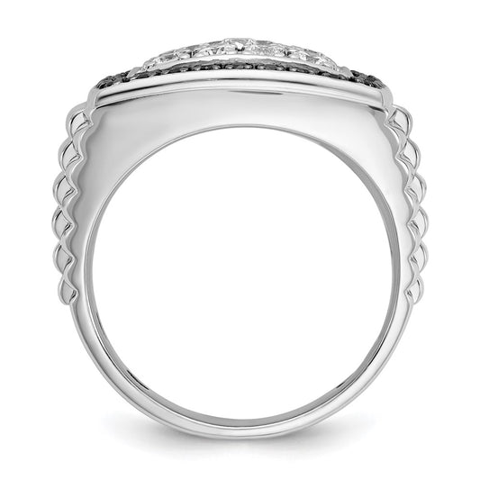 IBGoodman 14k White Gold 1 carat Lab Grown Diamond VS/SI+ G+ and Black Mined Diamond Complete Cluster Men's Ring