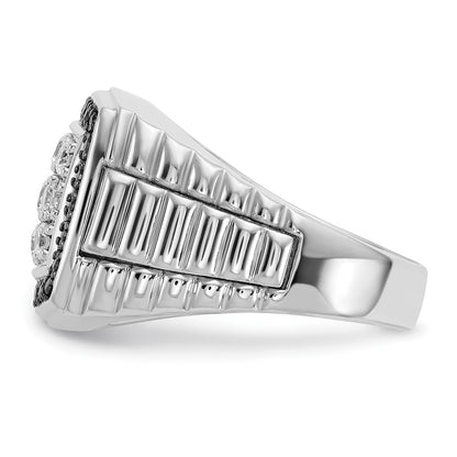 IBGoodman 14k White Gold 1 carat Lab Grown Diamond VS/SI+ G+ and Black Mined Diamond Complete Cluster Men's Ring