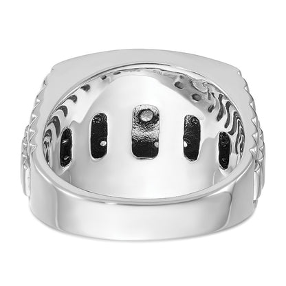 IBGoodman 14k White Gold 1 carat Lab Grown Diamond VS/SI+ G+ and Black Mined Diamond Complete Cluster Men's Ring