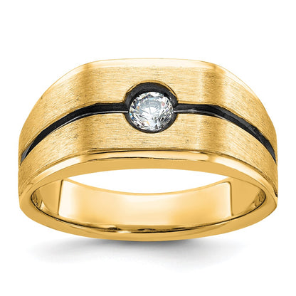 IB Goodman 10k and Black Rhodium Mens Satin 1/5 carat Diamond Complete Ring