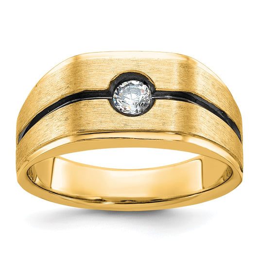 10k IBGoodman Men's w/Black Rhodium Satin Diamond Complete Ring