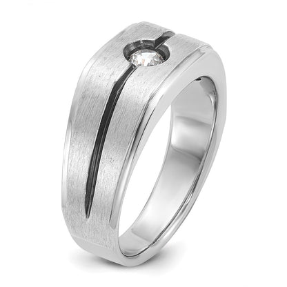 IBGoodman 14k White Gold with Black Rhodium 1/5 carat Lab Grown Diamond VS/SI+ G+ Complete Men's Ring