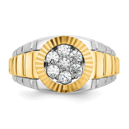 IBGoodman 14k Two-Tone 1/2 carat Lab Grown Diamond VS/SI+ G+ Complete Ribbed Men's Cluster Ring