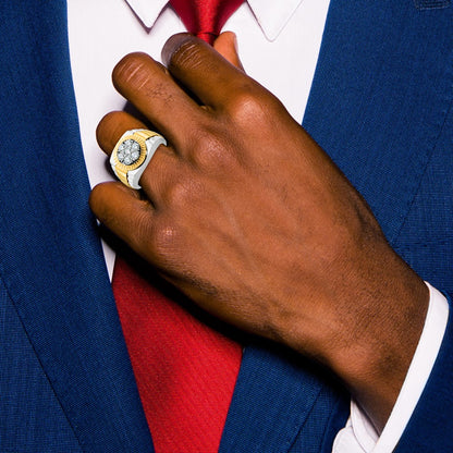 IB Goodman 10k Two-tone Mens Polished/Satin/Textured Holds 7-3.4mm Stones Cluster Ring Mounting