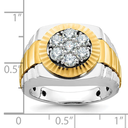 IB Goodman 10k Two-tone Mens Polished/Satin/Textured Holds 7-3.4mm Stones Cluster Ring Mounting