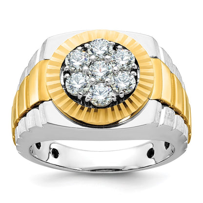 IB Goodman 10k Two-tone Mens Polished/Satin/Textured Holds 7-3.4mm Stones Cluster Ring Mounting